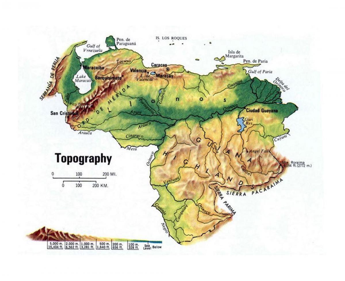 peta venezuela topografi